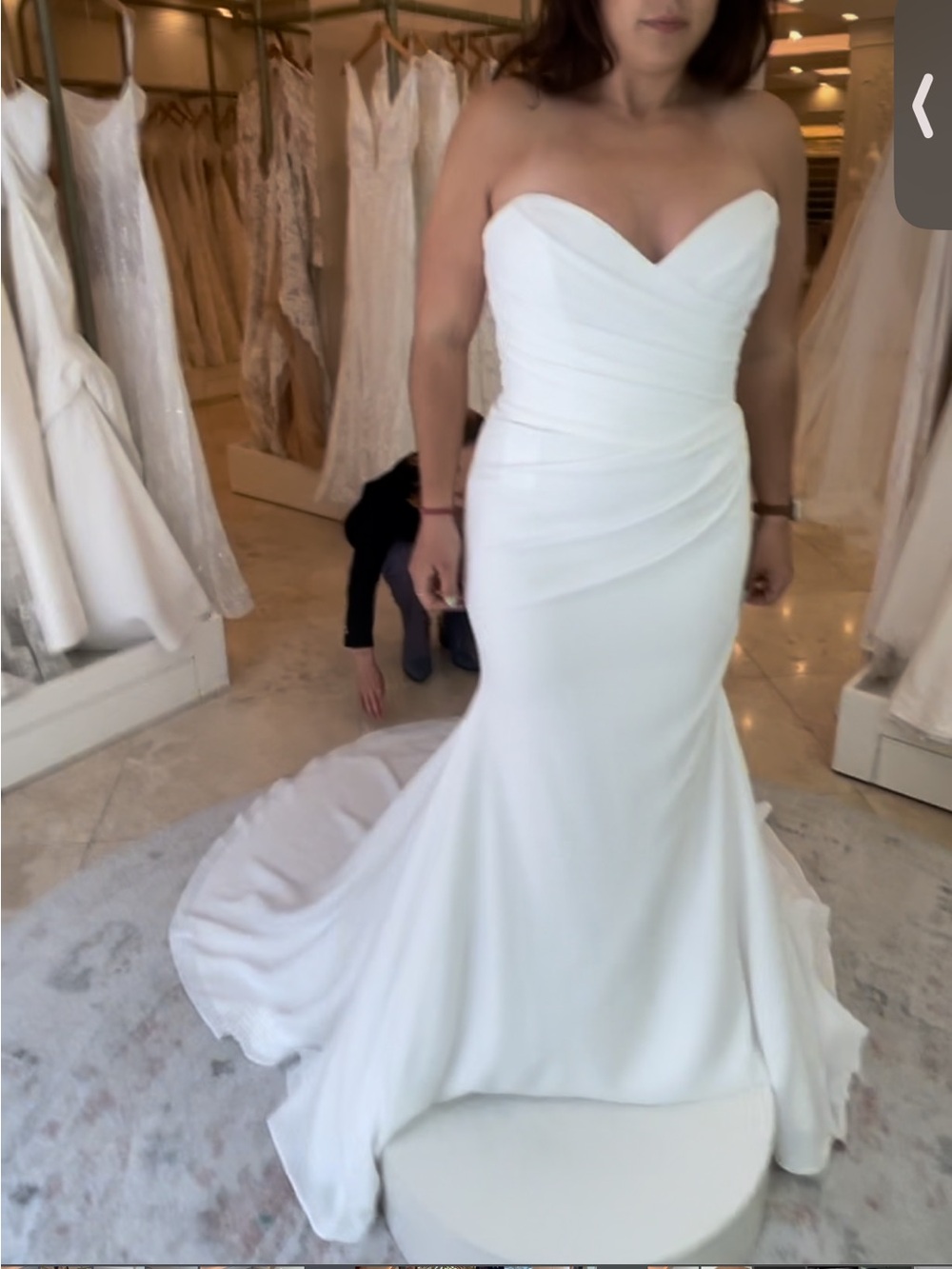 Paloma Blanca White Fitted Wedding Gown with Removable Off-Shoulder Straps